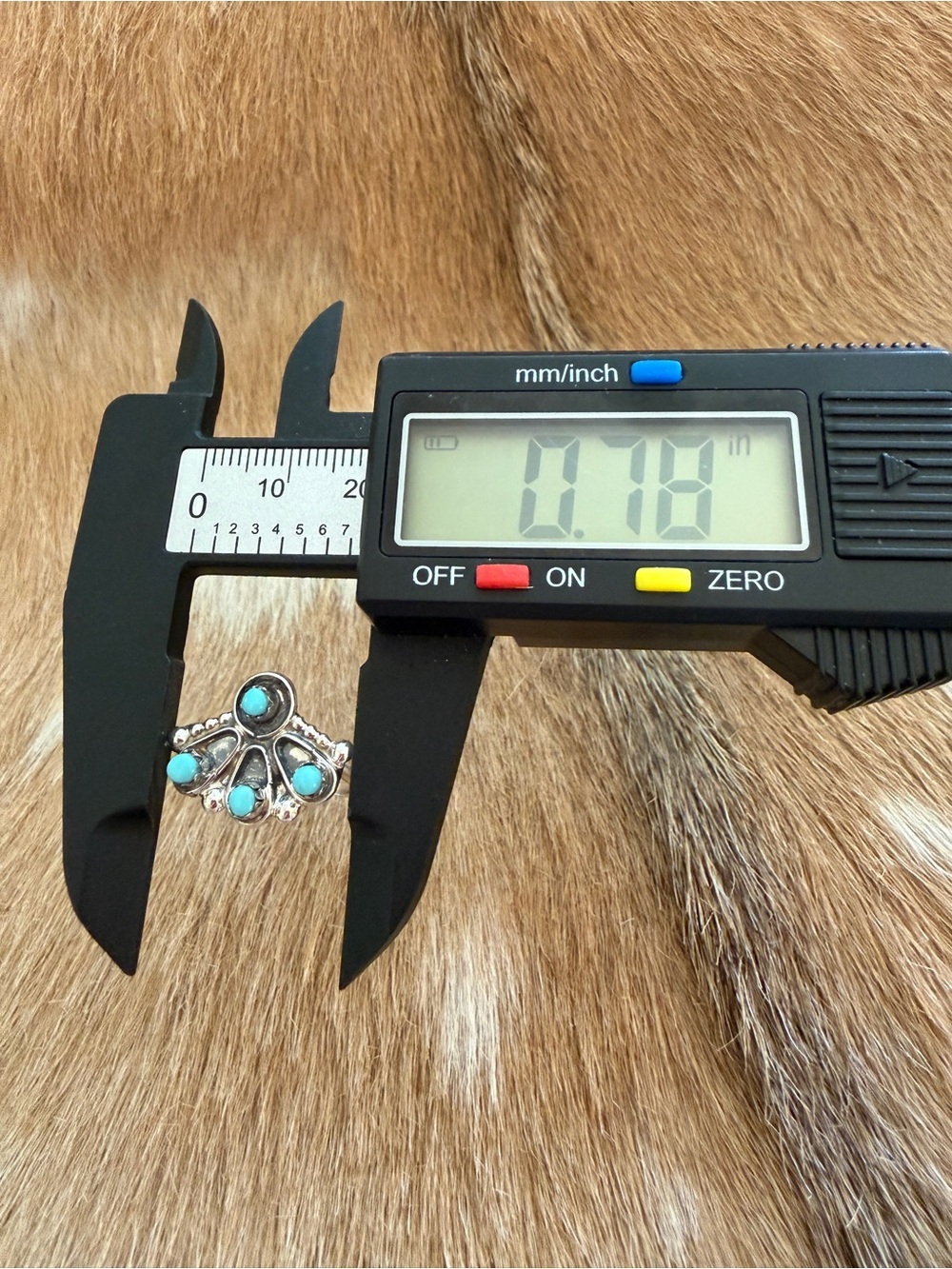 ❤️ Navajo Kingman Turquoise Sterling 4 Stone Sz 7 Fan Shape Native American Ring - Picture 15 of 15